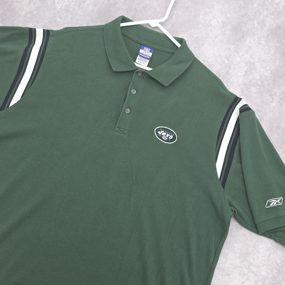 Vintage New York Jets Reebok NFL PlayDry Polo Shirt Green Mens XL Sideline Y2K